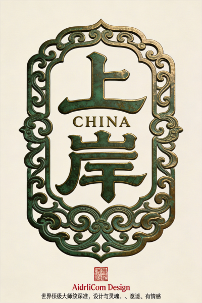 中式复古徽章的logo造型 青铜器线条勾勒-2