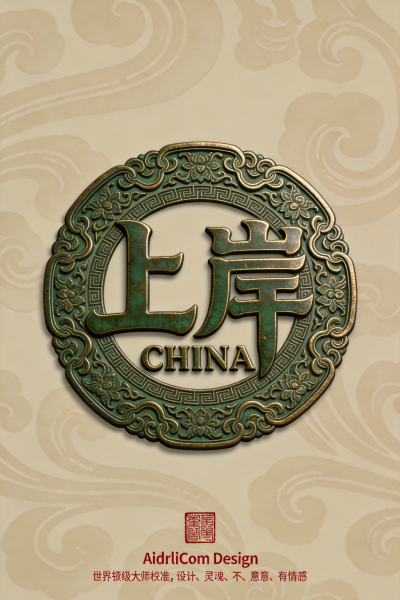 中式复古徽章的logo造型 青铜器线条勾勒-3