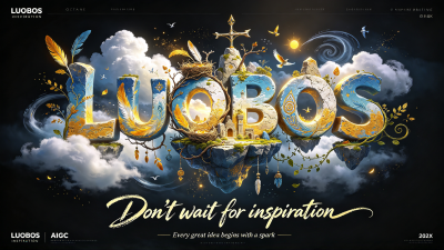 jimeng-2026-09-29-7452-艺术字标题“LUOBOS”，卡通远古幻想冒险艺术字设计，字体整体像由远古巨石、鸟...