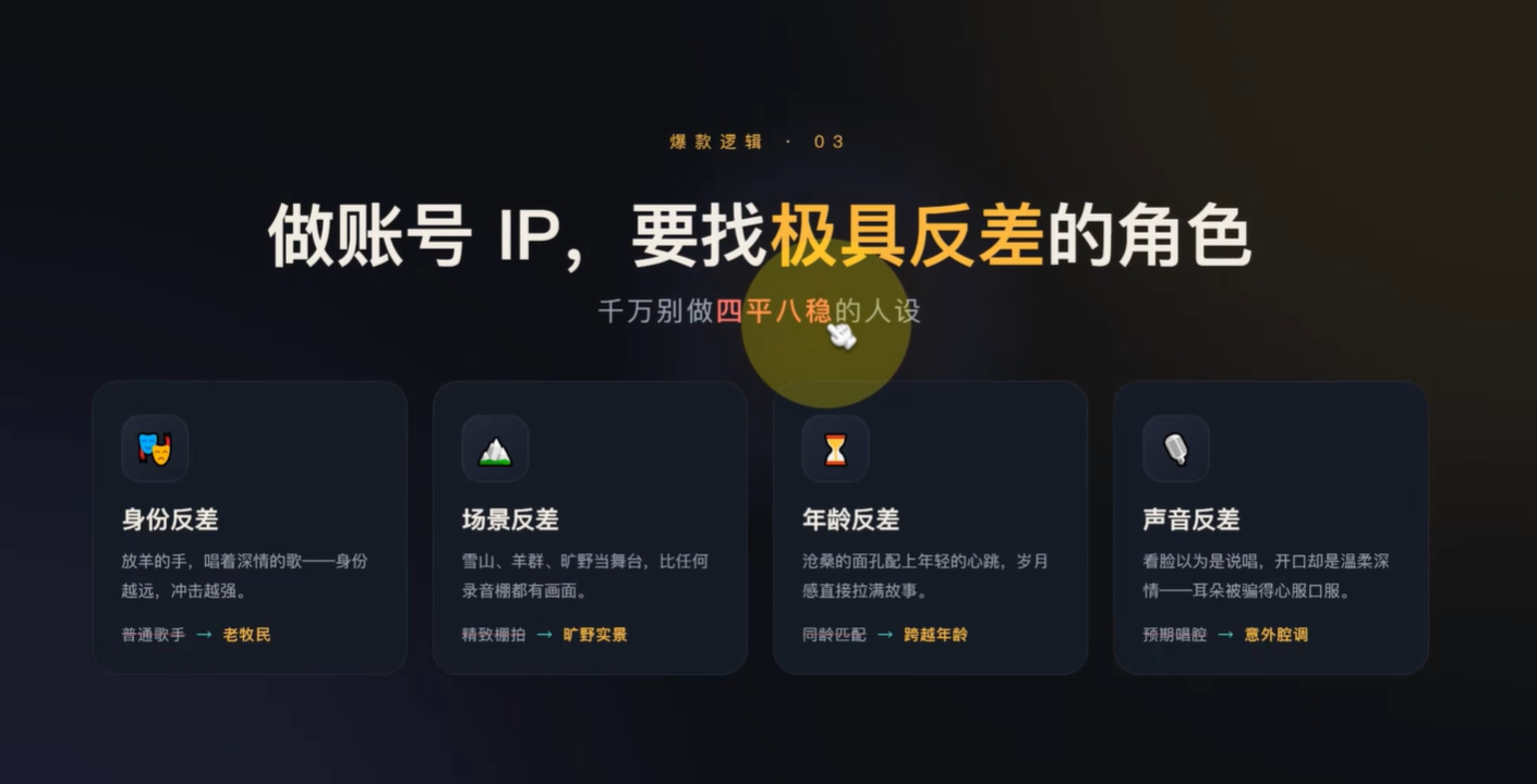 做账号IP，要找极具反差的角色，千万别做四平八稳的人设-1